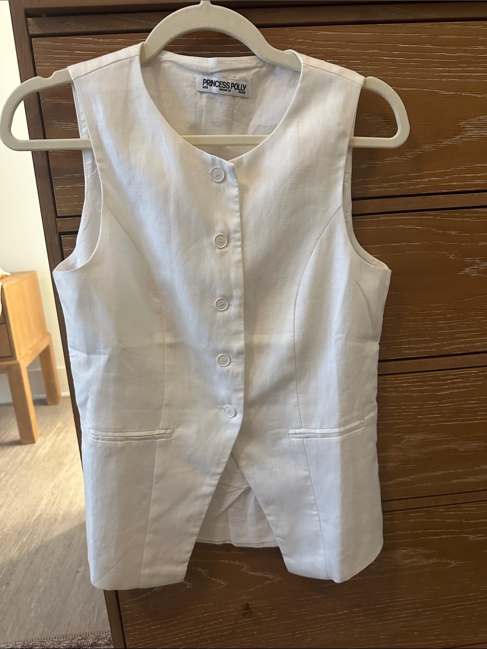 Princess Polly White Button Front Vest